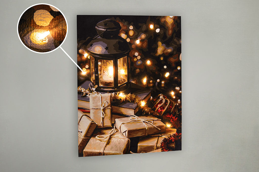 ФРЕЯ PNB/PMDD-185 Набор для раскрашивания по номерам ( со светодиодами ) 40 х 30 см Праздничные хлопоты