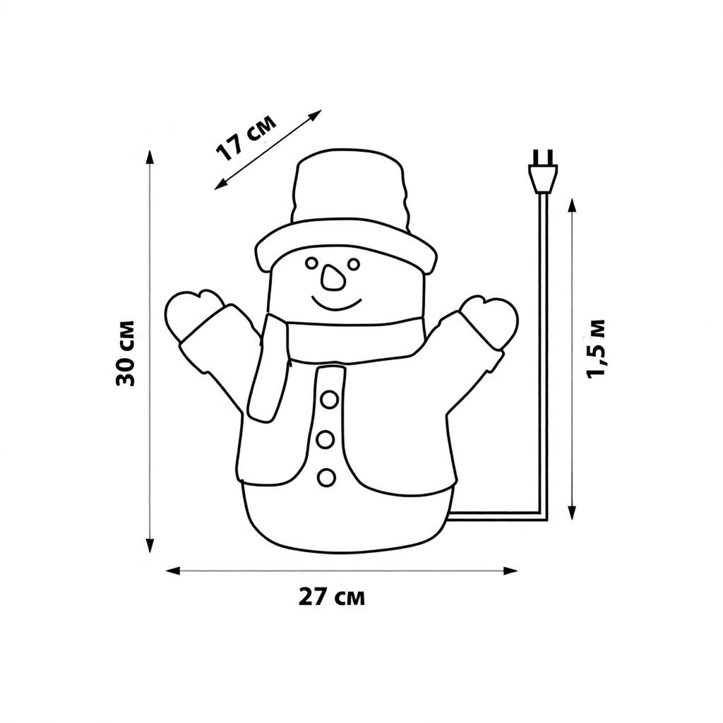 ULD-M2730-024/STA WHITE IP20 SNOWMAN Фигура светодиодная Снеговик, 27*30см, 24 светодиода. Белый свет. Провод прозрачный. TM Uniel