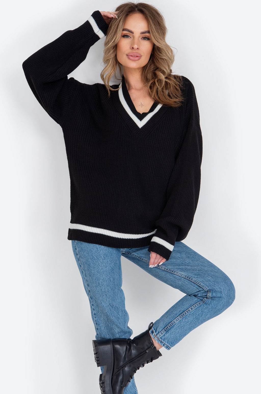 Женский джемпер оверсайз с V-вырезом Happyfox - Happy fox фото 7