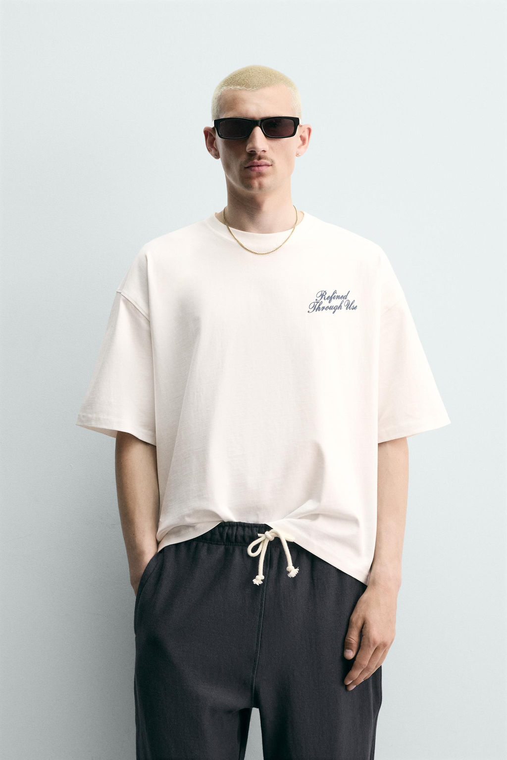 CAMISETA RELAXED FIT TEXTOS ESTAMPADOS / Blanco