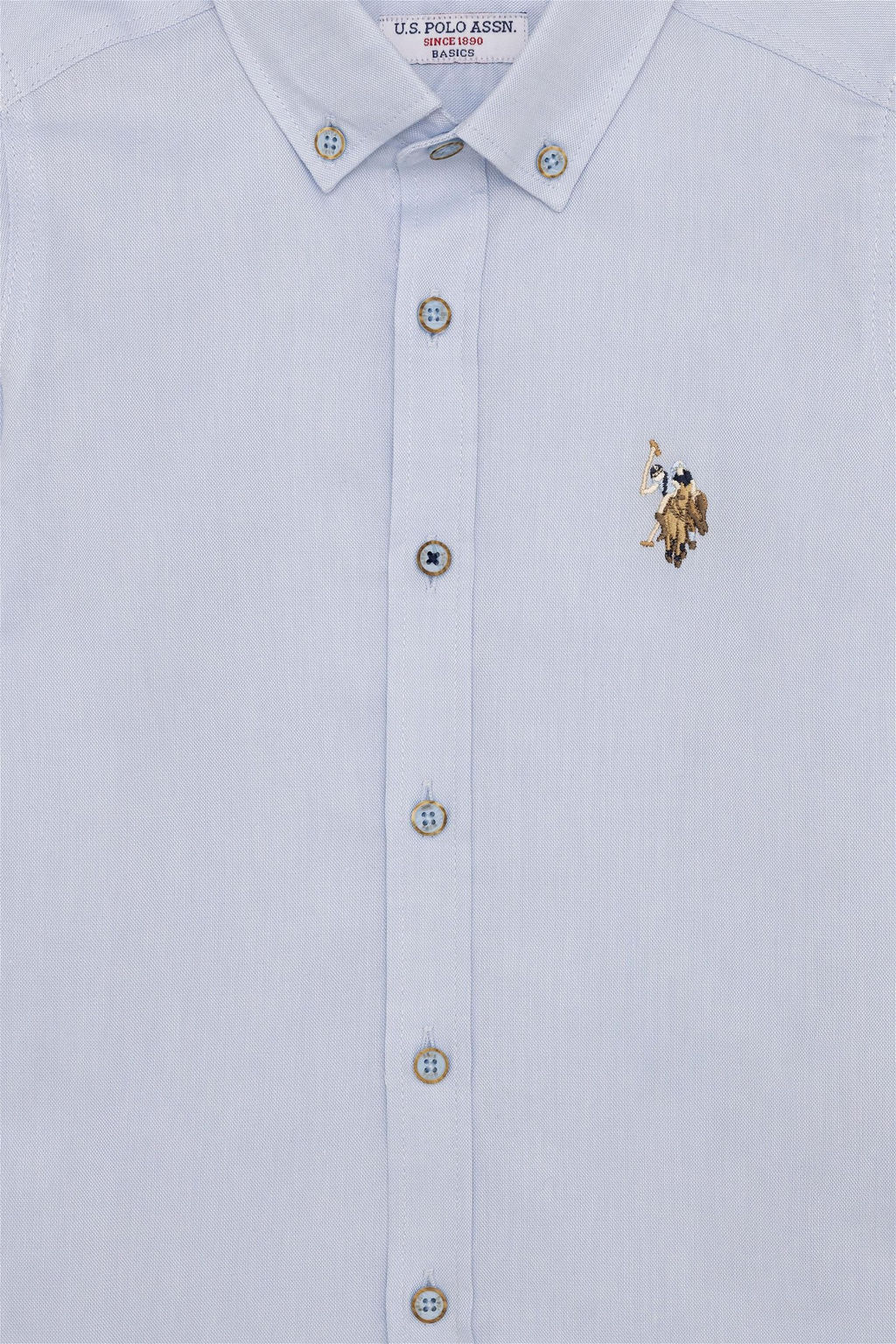 Голубая базовая рубашка с длинным рукавом для мальчика Неожиданная скидка в корзине - U.s. polo assn фото 4