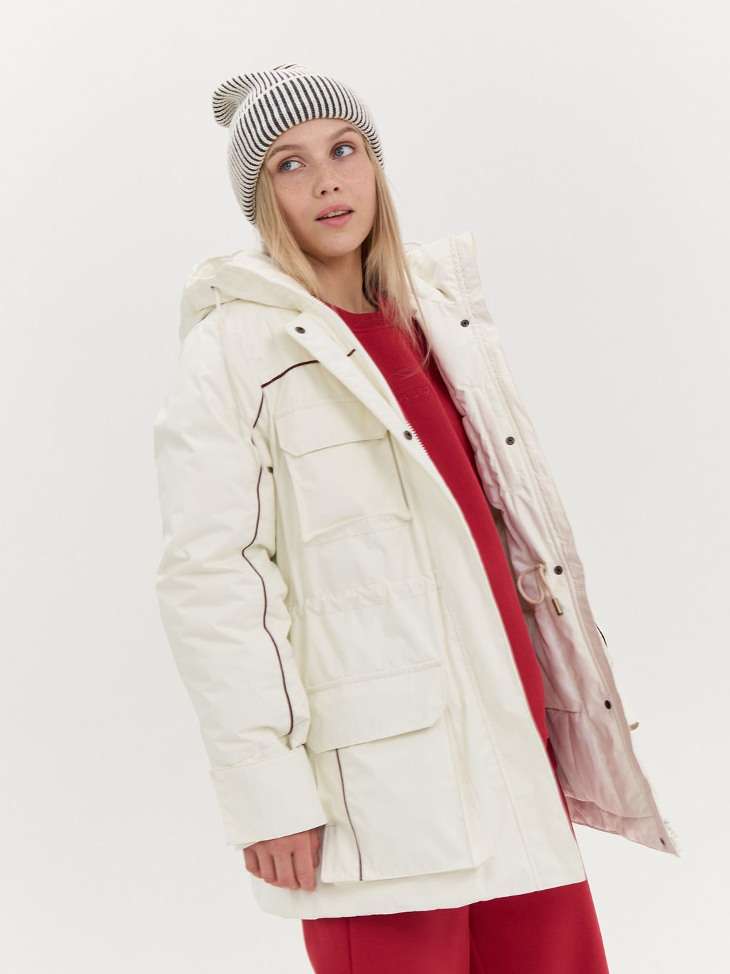 Шапка хлопковая с двойным отворотом "Графит/Молоко"