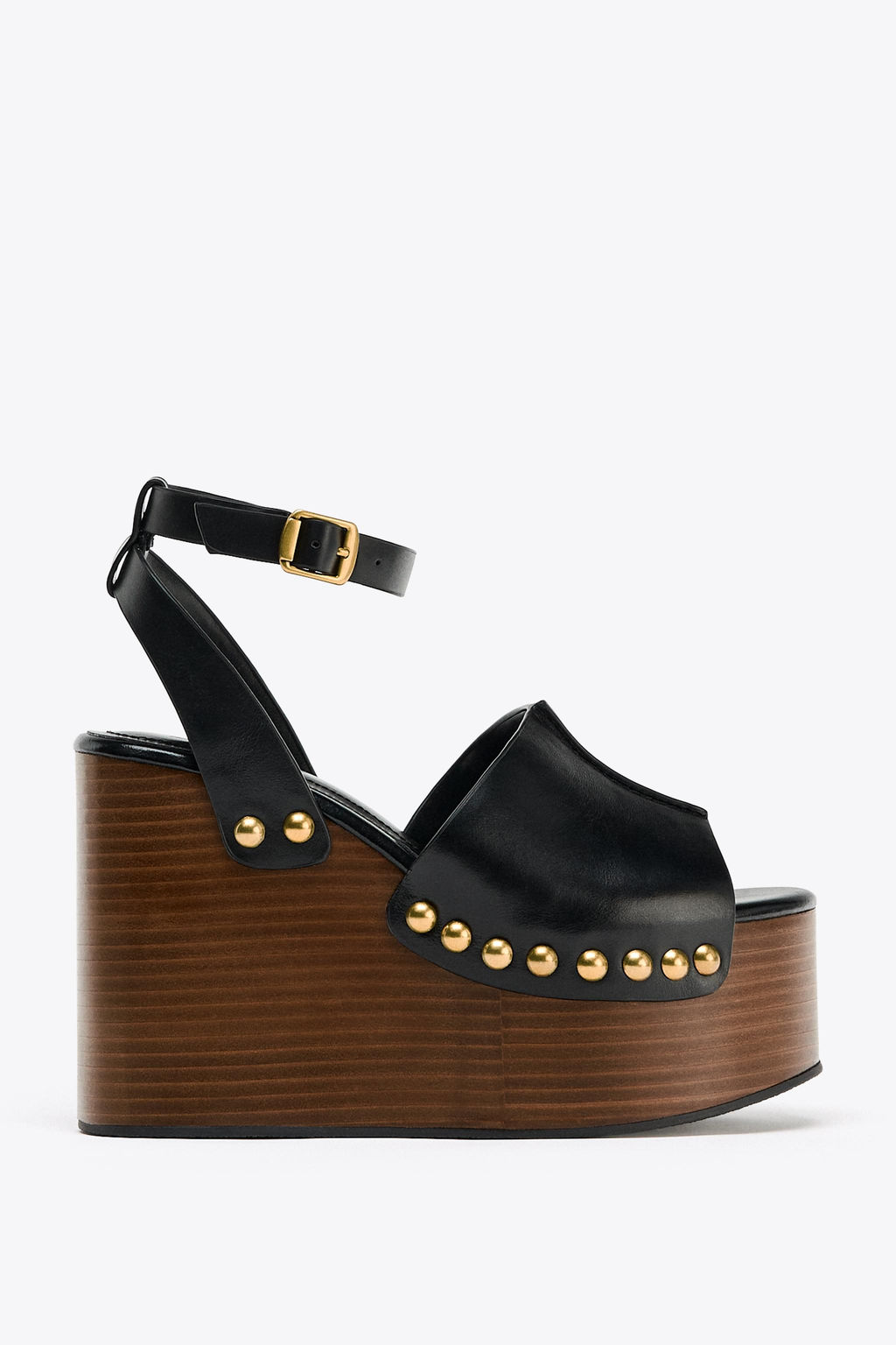 LEATHER WEDGE SANDALS WITH STUDS - Zara фото 14