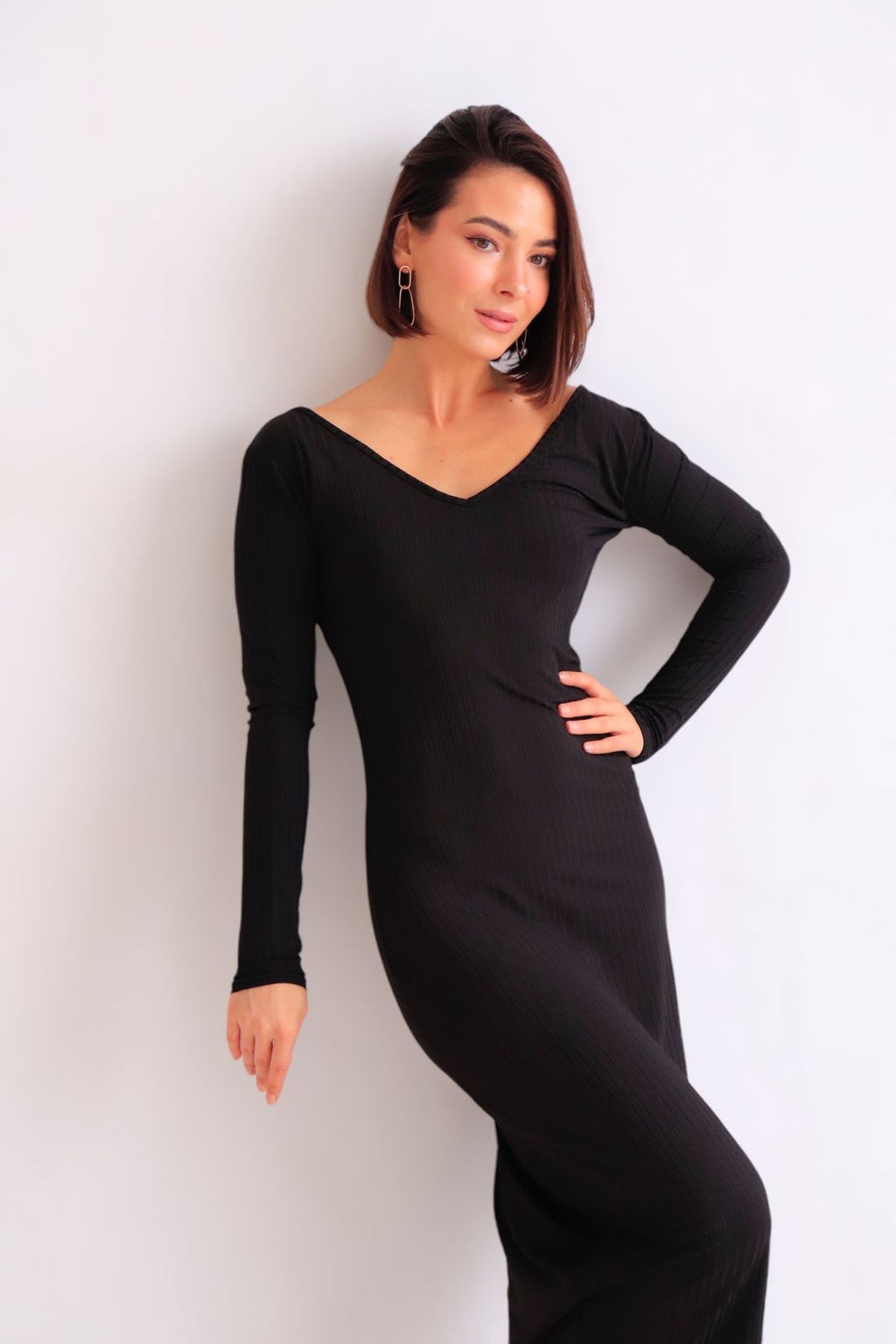 Martichelli Платье с V-образным вырезом чёрное  фото 6