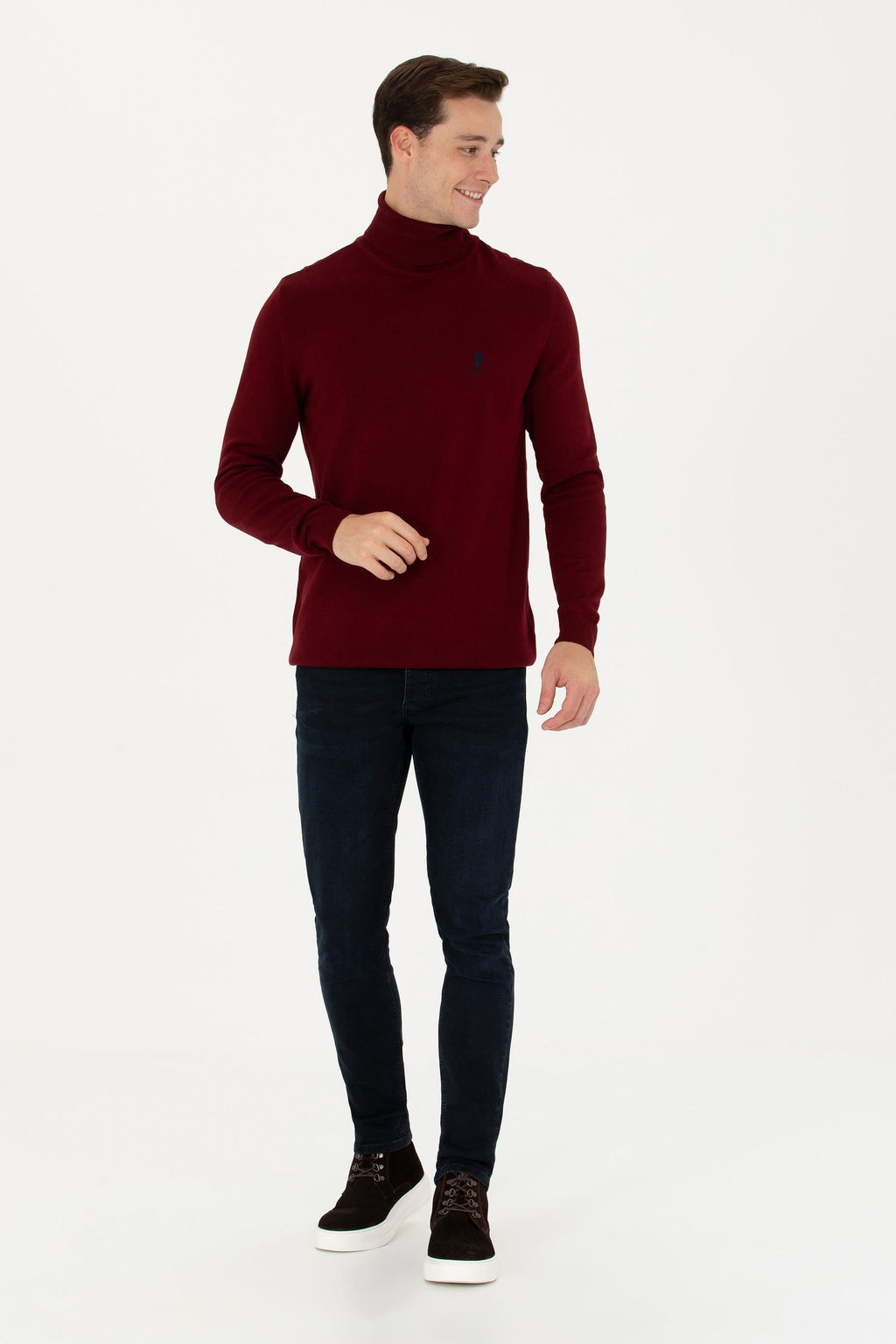 U. S. Polo Assn Мужской бордово-красный базовый свитер - U.s. polo assn фото 18
