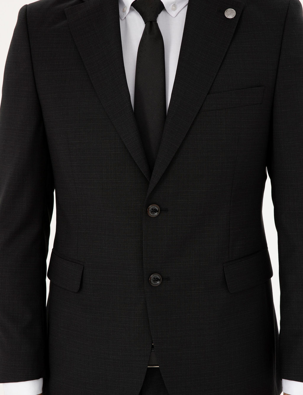 Siyah Slim Fit %100 Y_n Tak_m Elbise