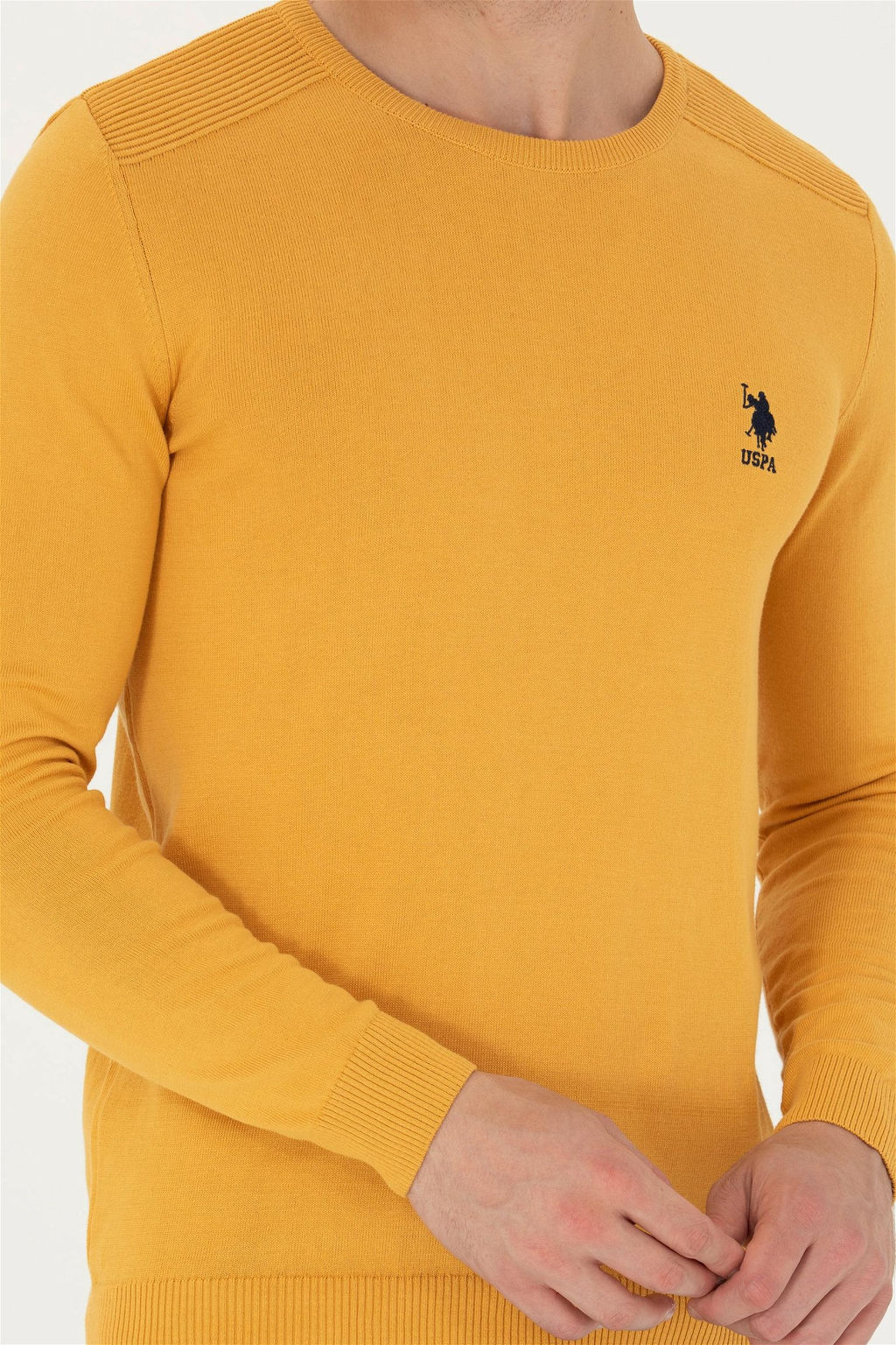 U. S. Polo Assn Мужской горчичный базовый свитер - U.s. polo assn фото 10