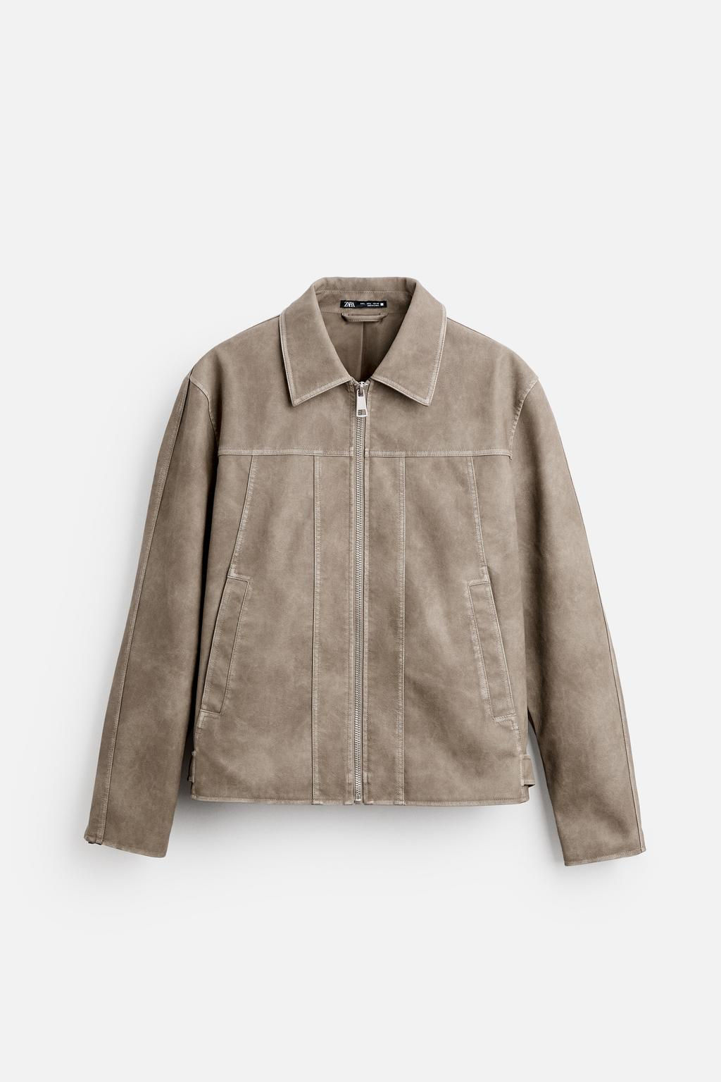 FADED LEATHER EFFECT JACKET - Zara фото 7