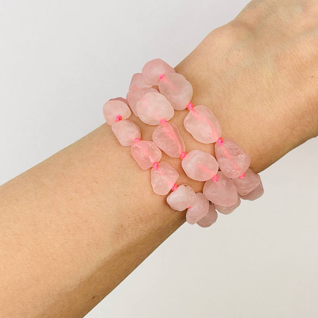 Бусины для украшений из необработанного Розового кварца 40 см