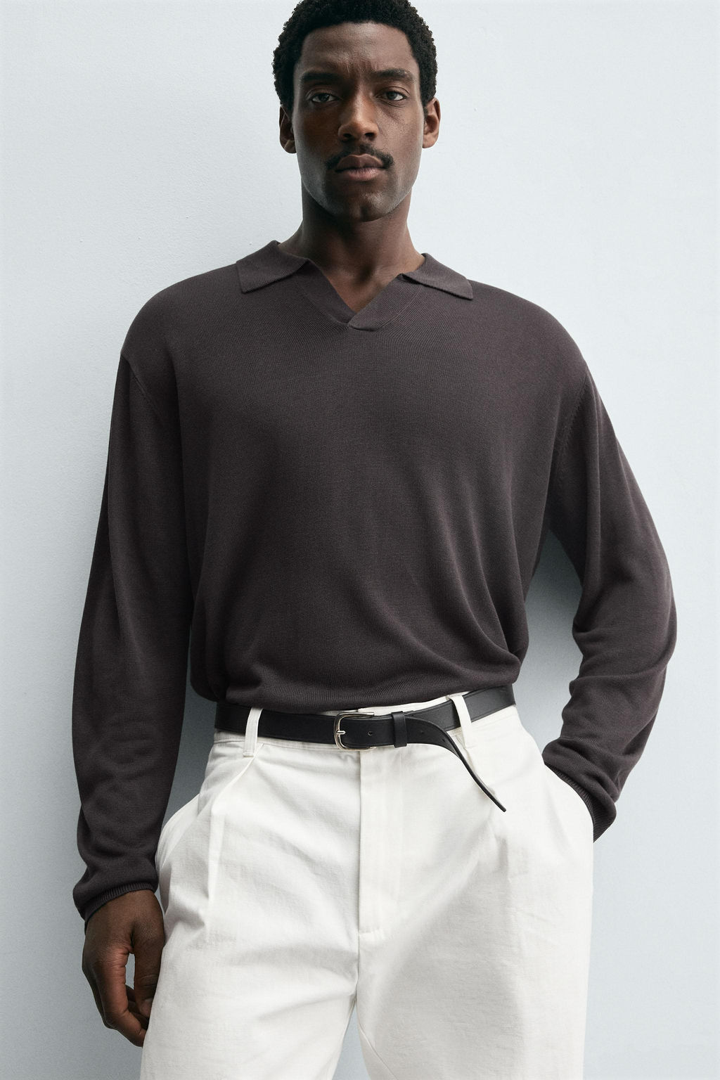 TEXTURED KNITTED POLO SHIRT - Zara фото 5