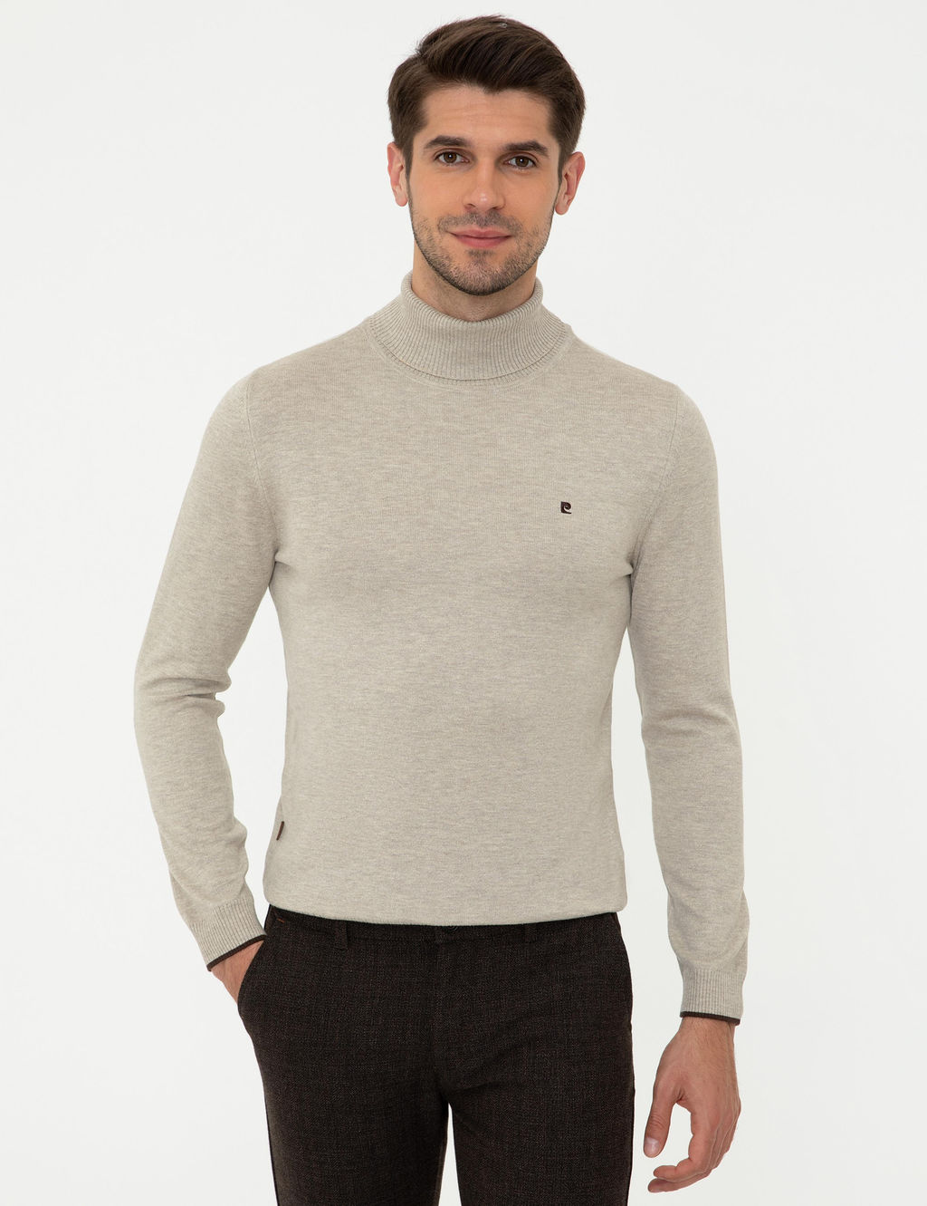 Kum Melanj Slim Fit Bal_k__ Yaka Basic Triko Kazak