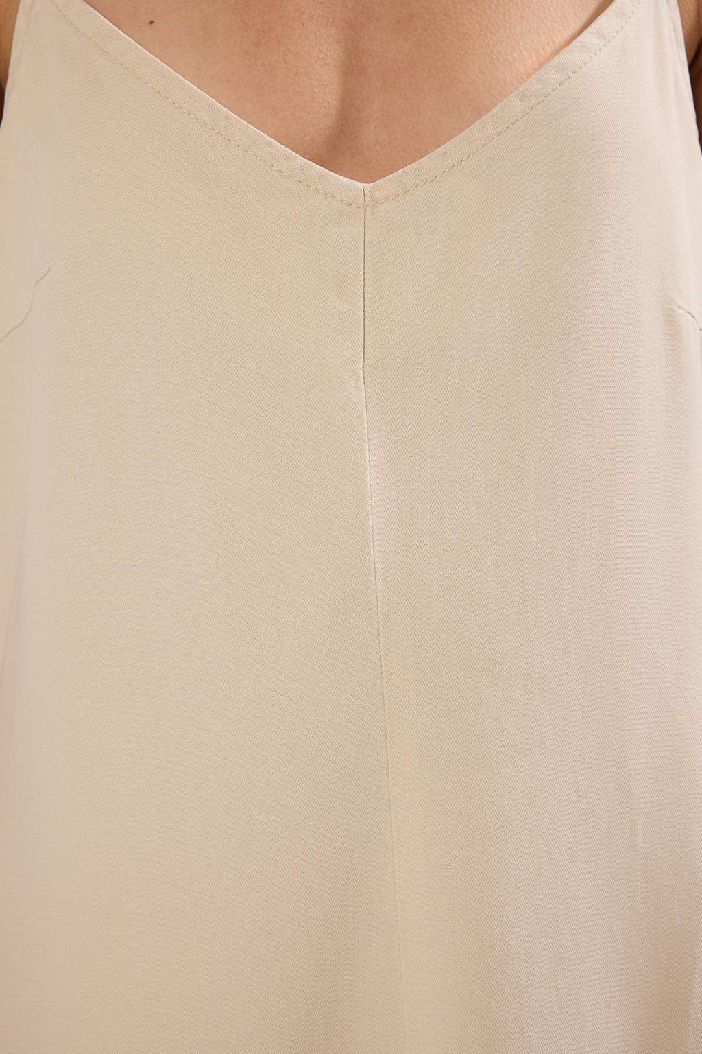 Bej Duz Midi Denim Elbise TWOSS25EL00859 - Trendyolmilla фото 3