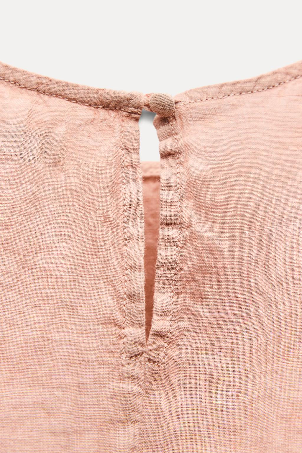 ZW COLLECTION 100% LINEN TOP WITH TIES - Zara фото 6