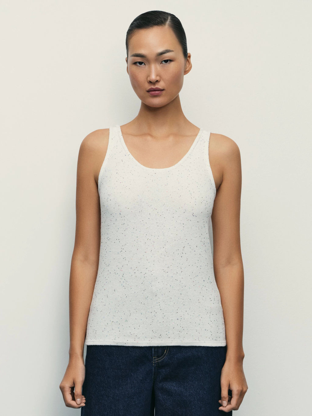 Вязаный топ из хлопка с пайетками / Zarina фото 3