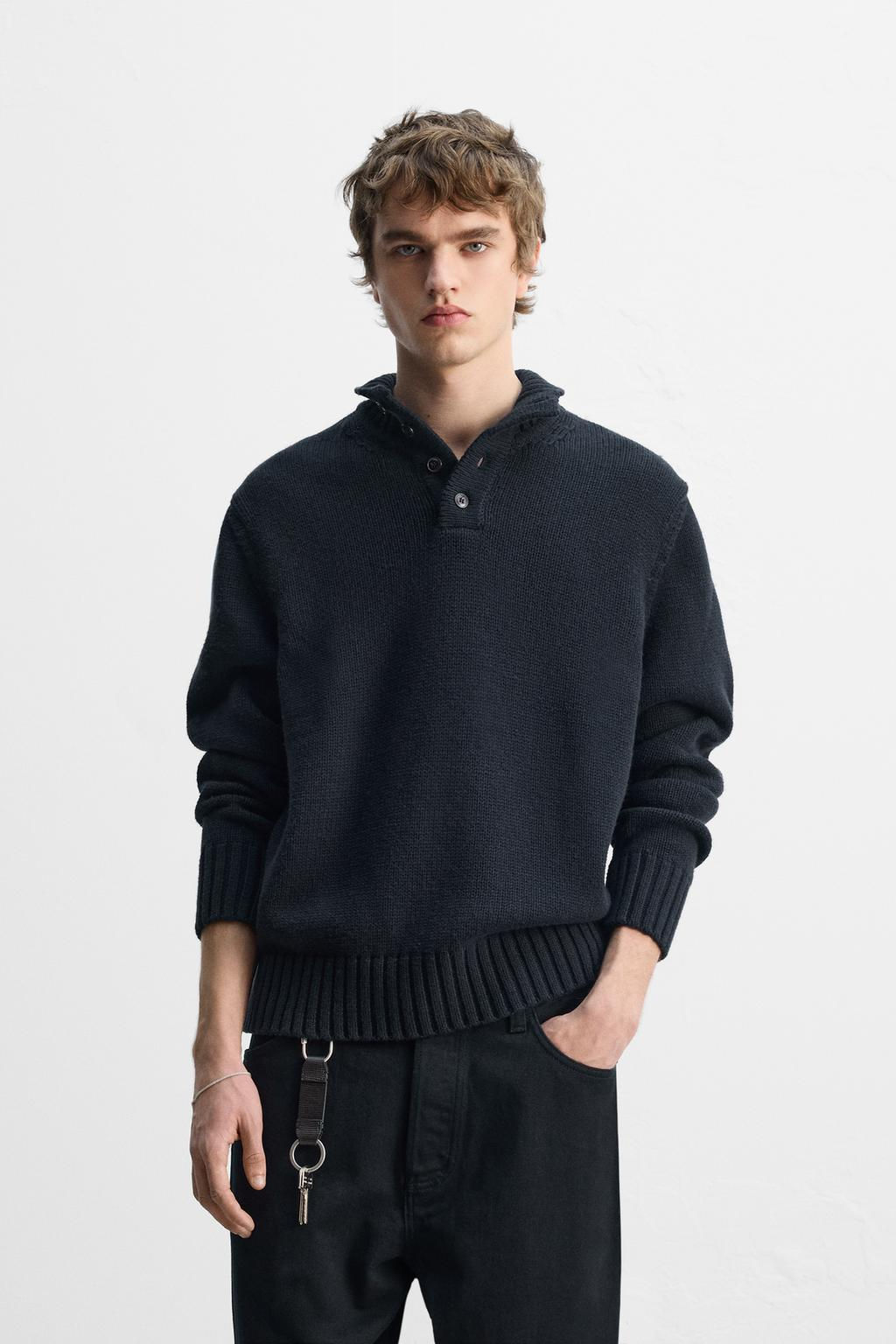 COTTON-WOOL BLEND BUTTON-UP SWEATER - Zara фото 11