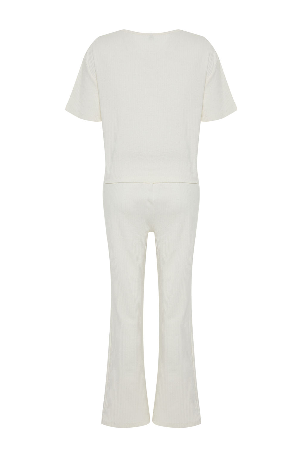 Trendyolmilla Lacivert Slogan Bask?l? Lastik Detayl? Fitilli T-shirt-Pantolon Orme Pijama THMSS21PT1016  фото 8