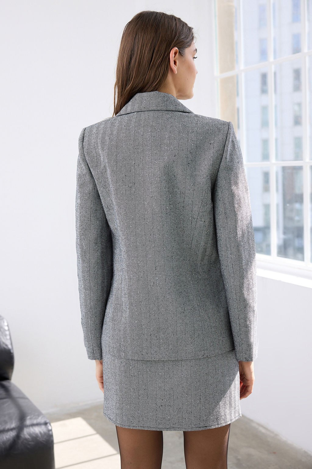 Antrasit Bal?ks?rt? Desenli Kruvaze Kapama Blazer Ceket TWOAW26BC00019 - Trendyolmilla фото 4