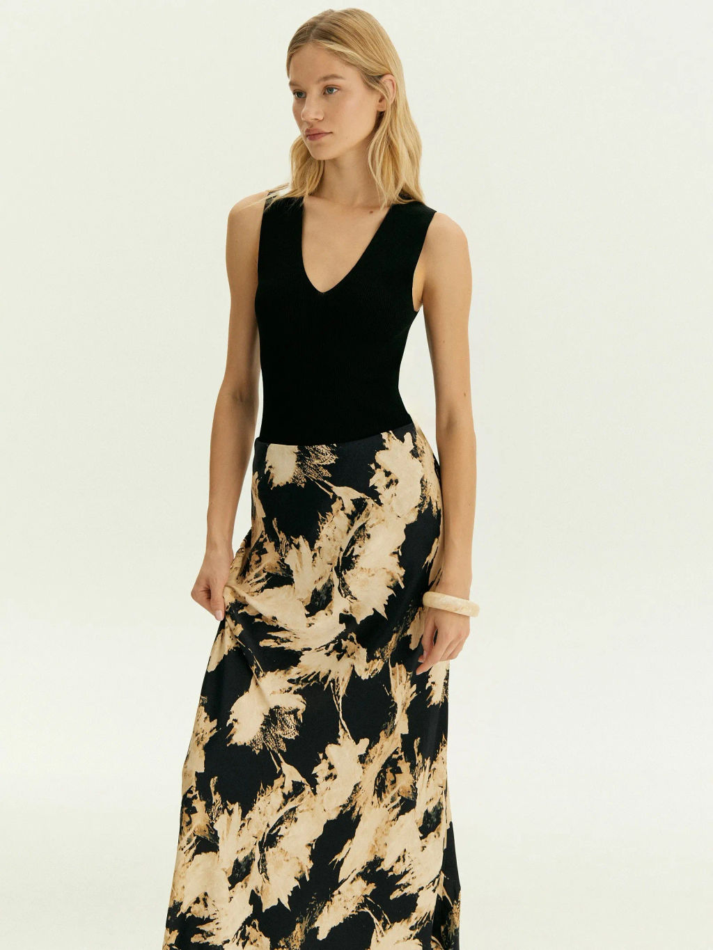 Юбка а-силуэта из вискозы, S1055/carn