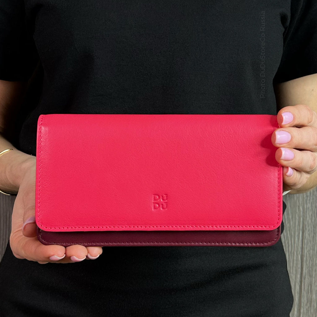 Итальянский женский кожаный кошелек DuDu серии Canarie | малиновый - Dudubags фото 2