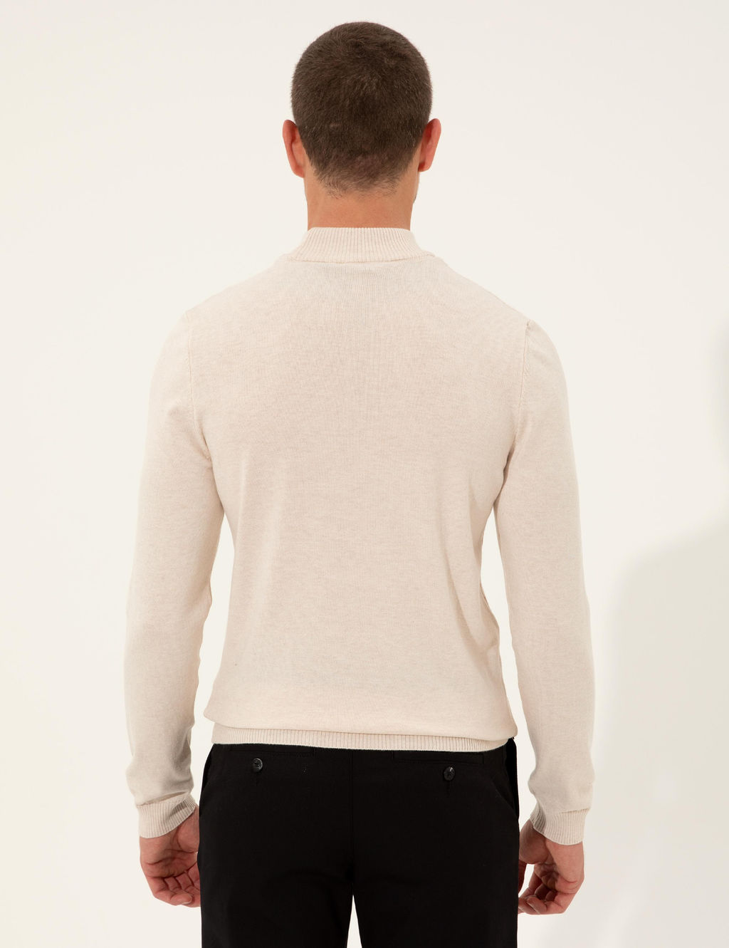 Ekru Slim Fit Yar_m Bal_k__ Yaka Triko Kazak - Pierre cardin фото 5