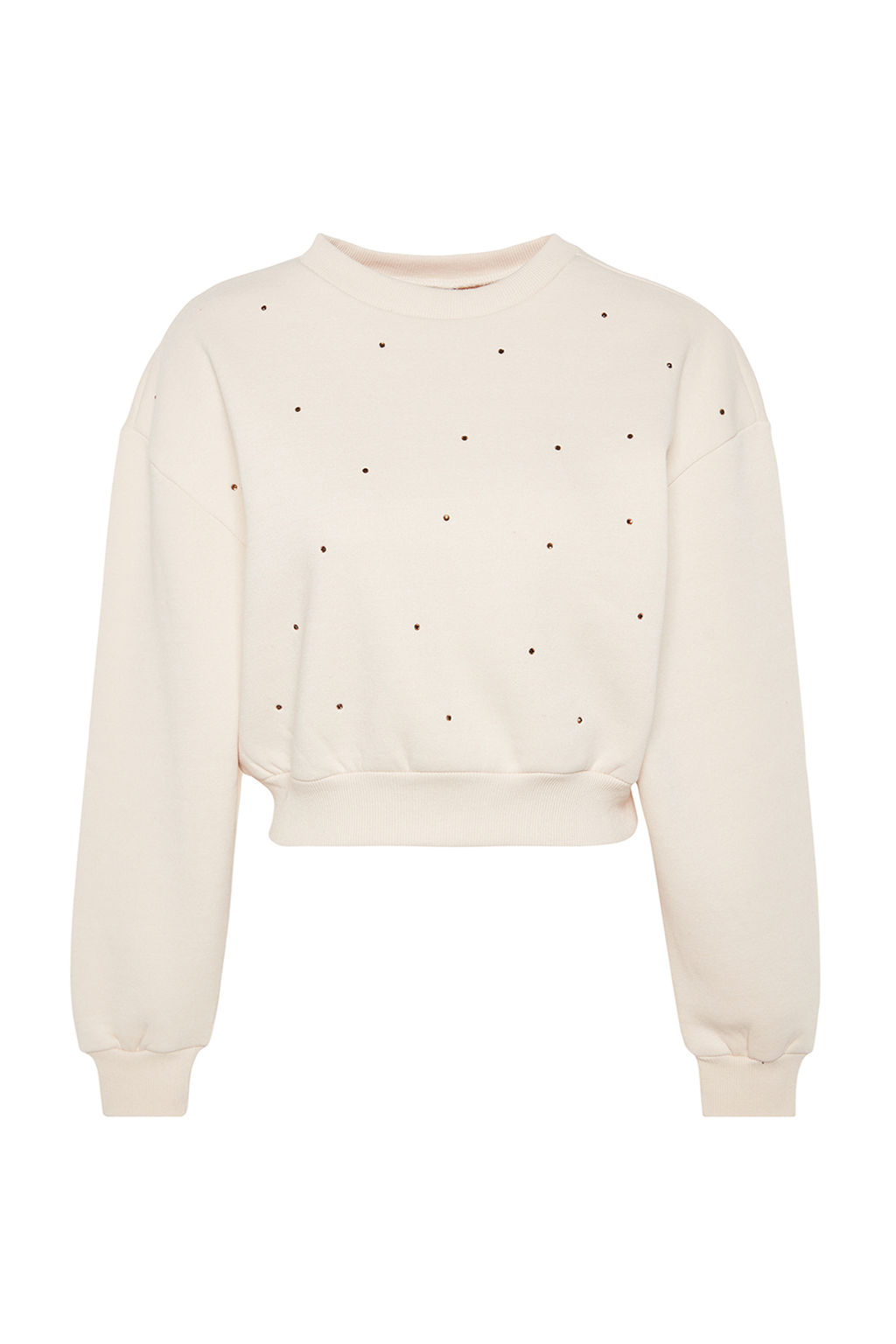 Trendyolmilla Siyah Kal?n Ici Polarl? Tas Detayl? Regular/Normal Kal?p Orme Sweatshirt TWOAW24SW00118  фото 6