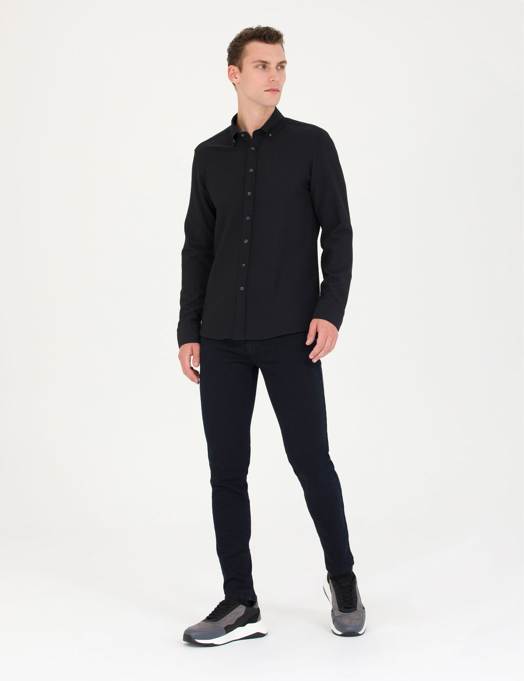 Siyah Slim Fit Uzun Kollu G_mlek