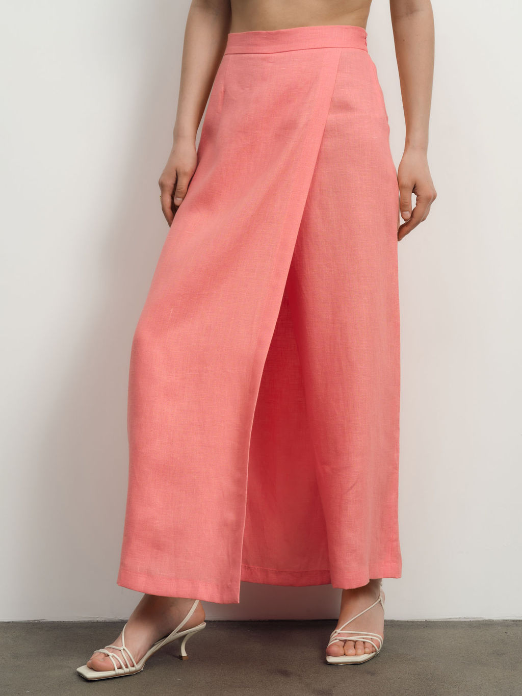 Юбка-брюки льняная 10990 коралловая