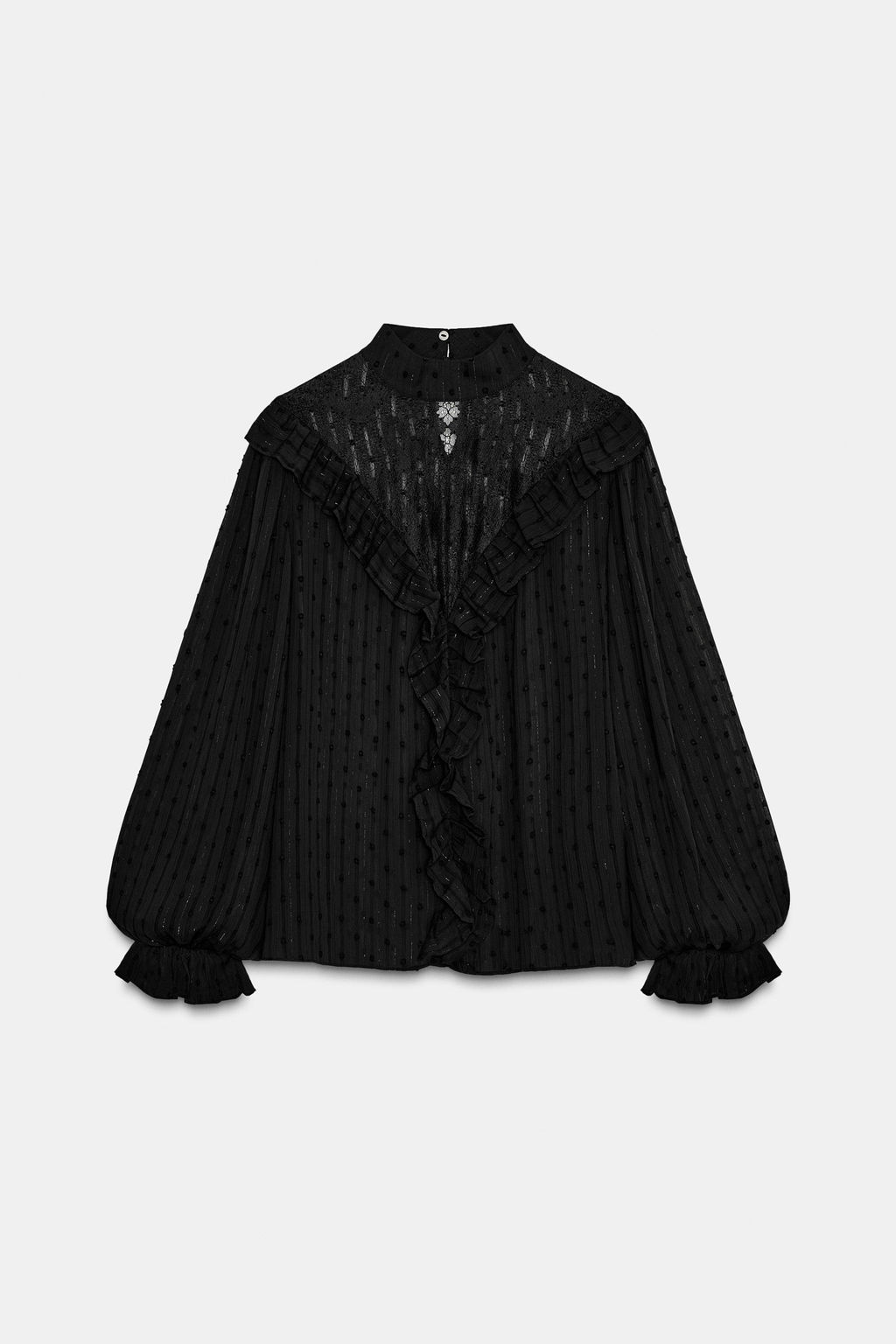 LACE DOTTED MESH SHIRT - Zara фото 4
