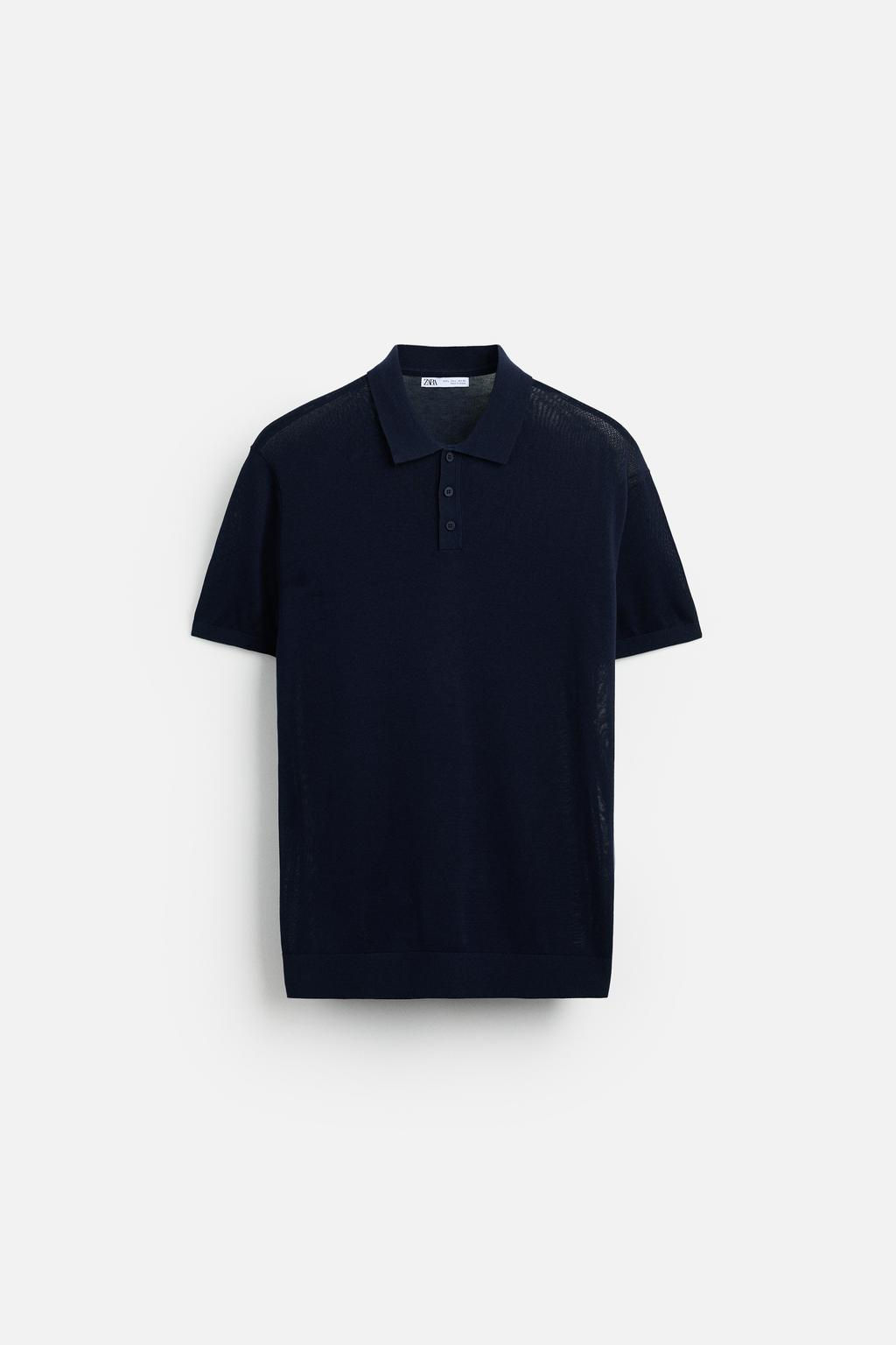 COTTON AND SILK KNIT POLO SHIRT - Zara фото 5