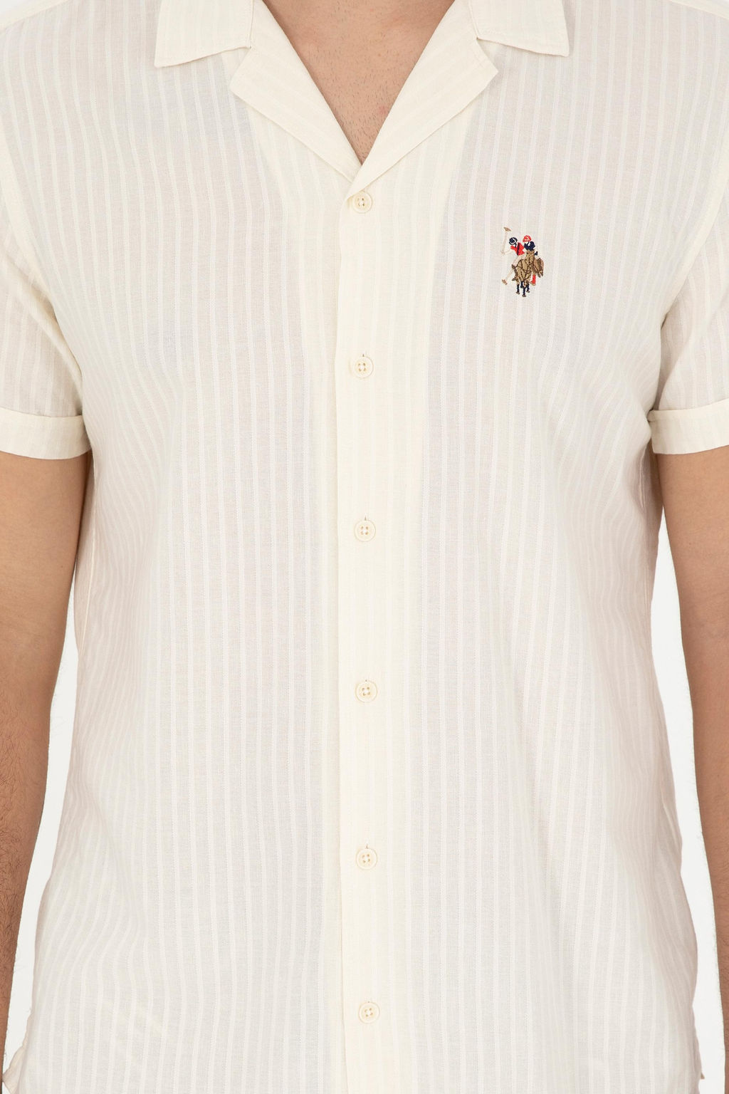 U. S. Polo Assn / Мужская рубашка с коротким рукавом цвета экрю - U.s. polo assn фото 6