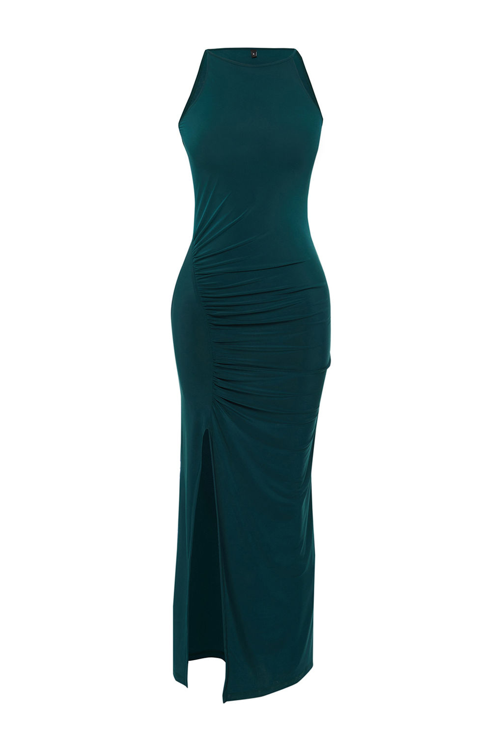 TRENDYOLMILLA Zumrut Yesili Limited Edition Halter Yaka Drapeli Vucuda Oturan Esnek Kalem Elbise TWOSS24EL00557  фото 4