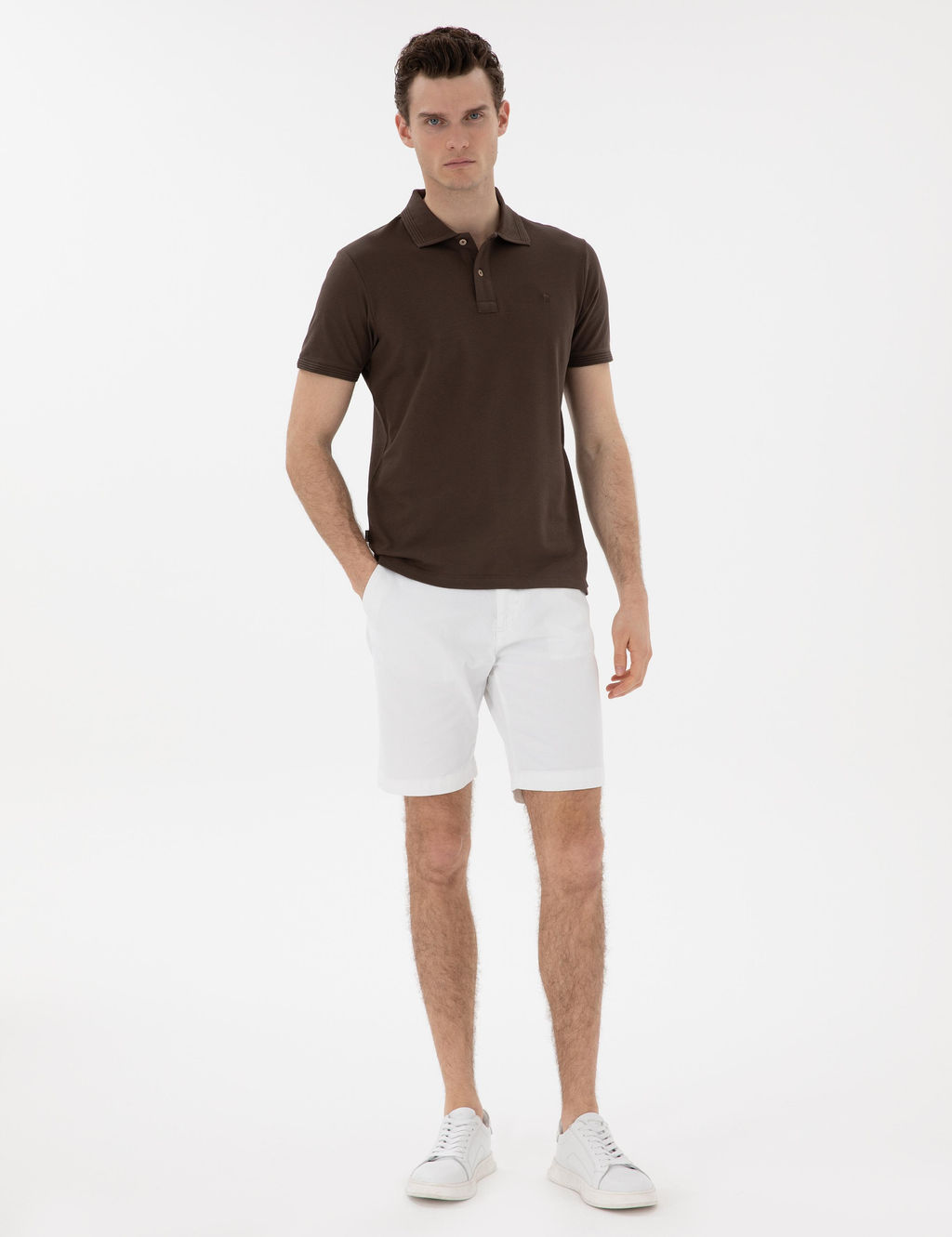 Kahverengi Slim Fit K_vr_lmaz Polo Yaka Basic Ti__rt - Pierre cardin фото 4