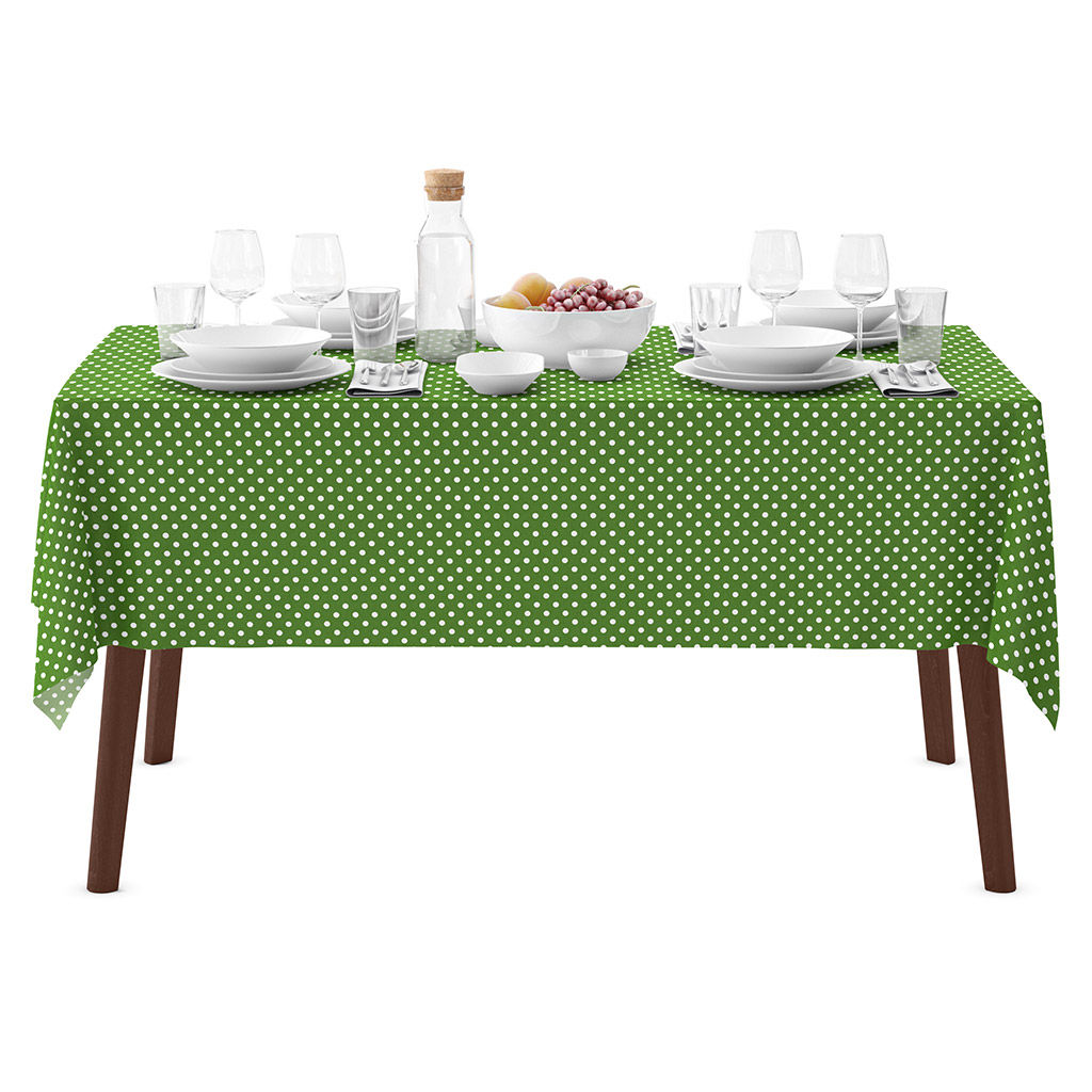 Скатерть 150х145см Горох зеленый, длина стола до 110см, на 4 персоны, хлопок Оптима 171г/м2, упаковка классическая 28х41см, Домашняя мода (Россия)  фото 6