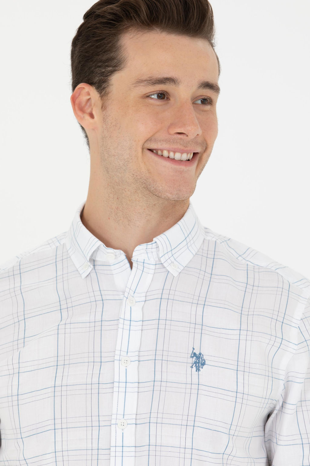 U. S. Polo Assn Мужская синяя белая рубашка в шотландскую клетку - U.s. polo assn фото 2