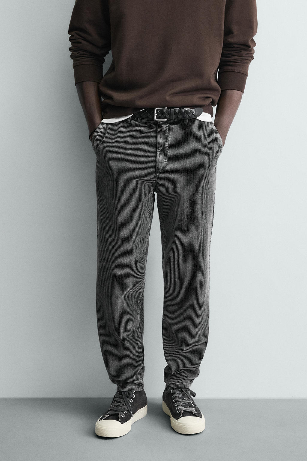 PANTAL?N CARROT FIT PANA / Gris oscuro - Zara фото 10