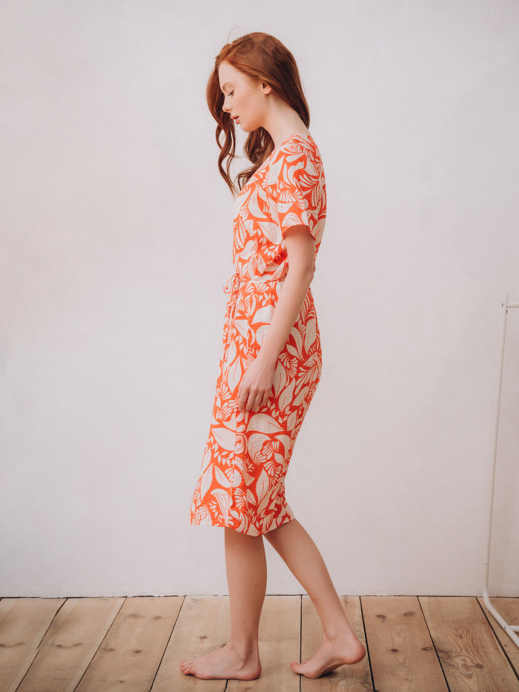 Туника пляжная Indefini из вискозы оранжевая  фото 8