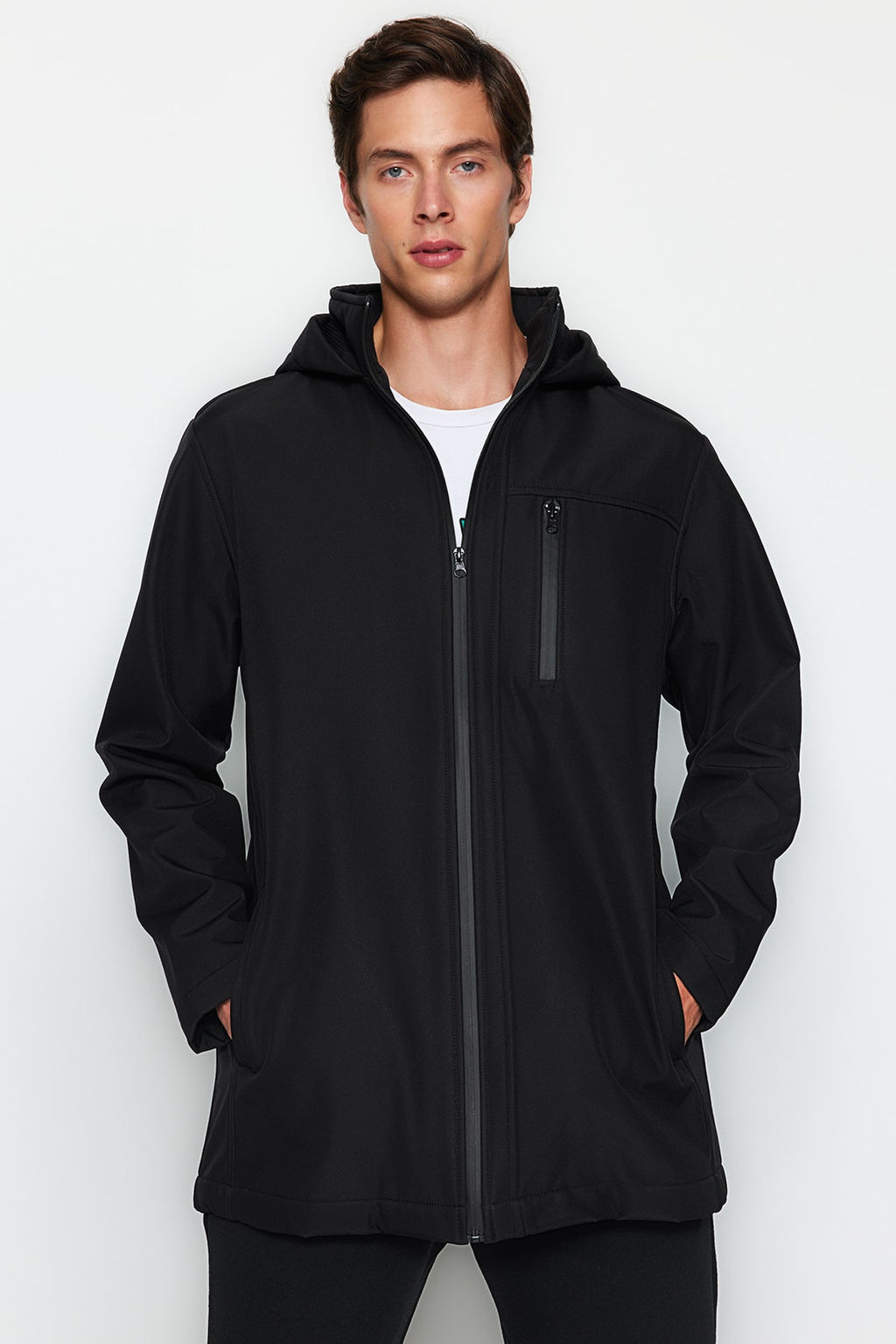 TRENDYOL MAN Siyah Regular Fit Kapusonlu Outdoor Softshell K?sl?k Parka Mont TMNAW24MO00024 - Trendyolmilla фото 4