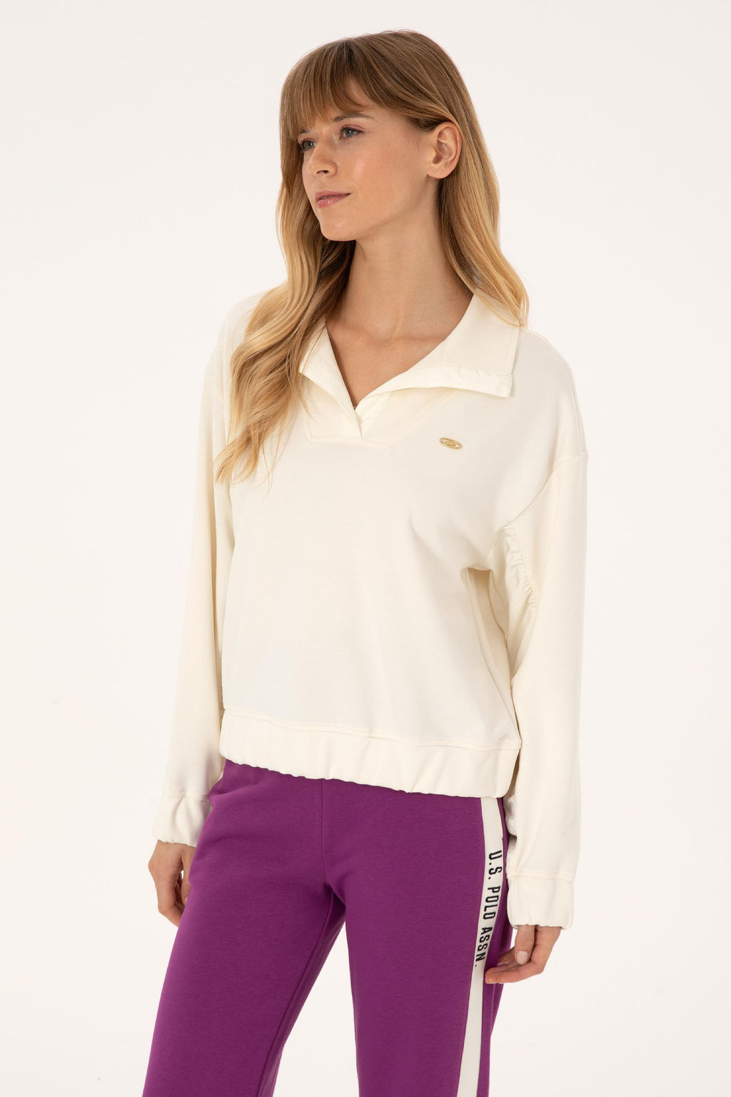 Kad_n Krem Sweatshirt - U.s. polo assn фото 3