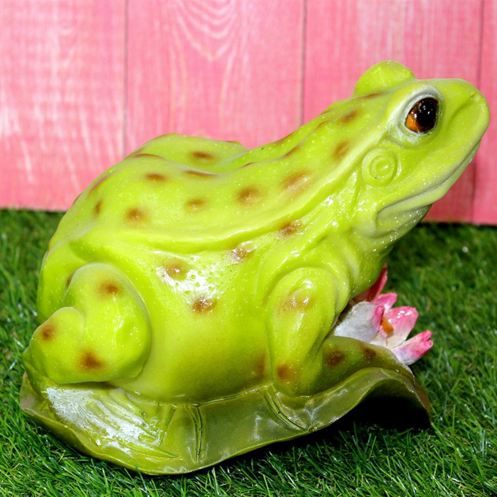 Скульптура-фигура для сада из полистоуна Лягушка на листе большая 18х16х17см (Россия) - Домашняя Мода фото 2