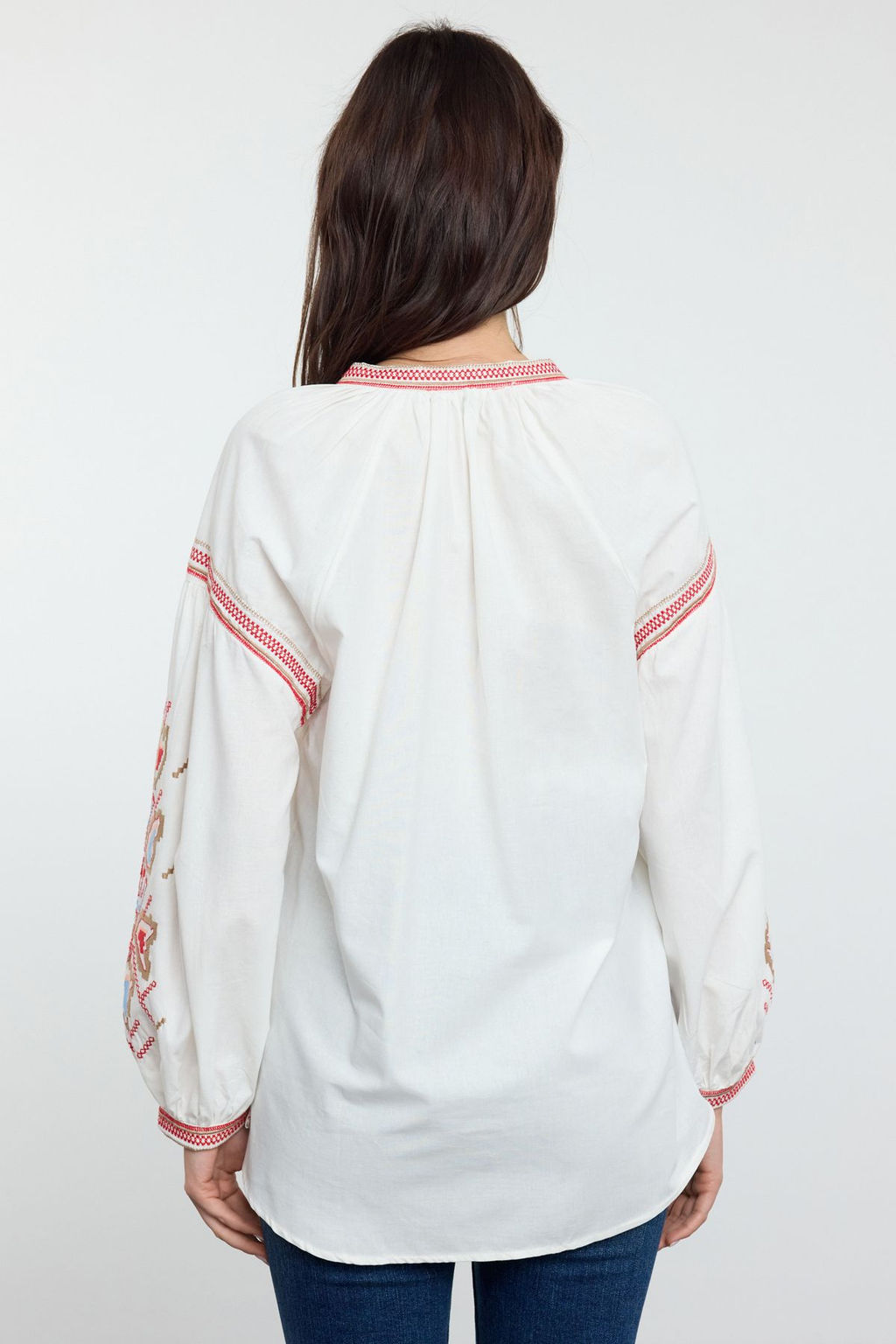 Beyaz Nak?sl? Boyundan Bagc?k Detayl? Dokuma Bluz TWOAW25BZ00296 - Trendyolmilla фото 5