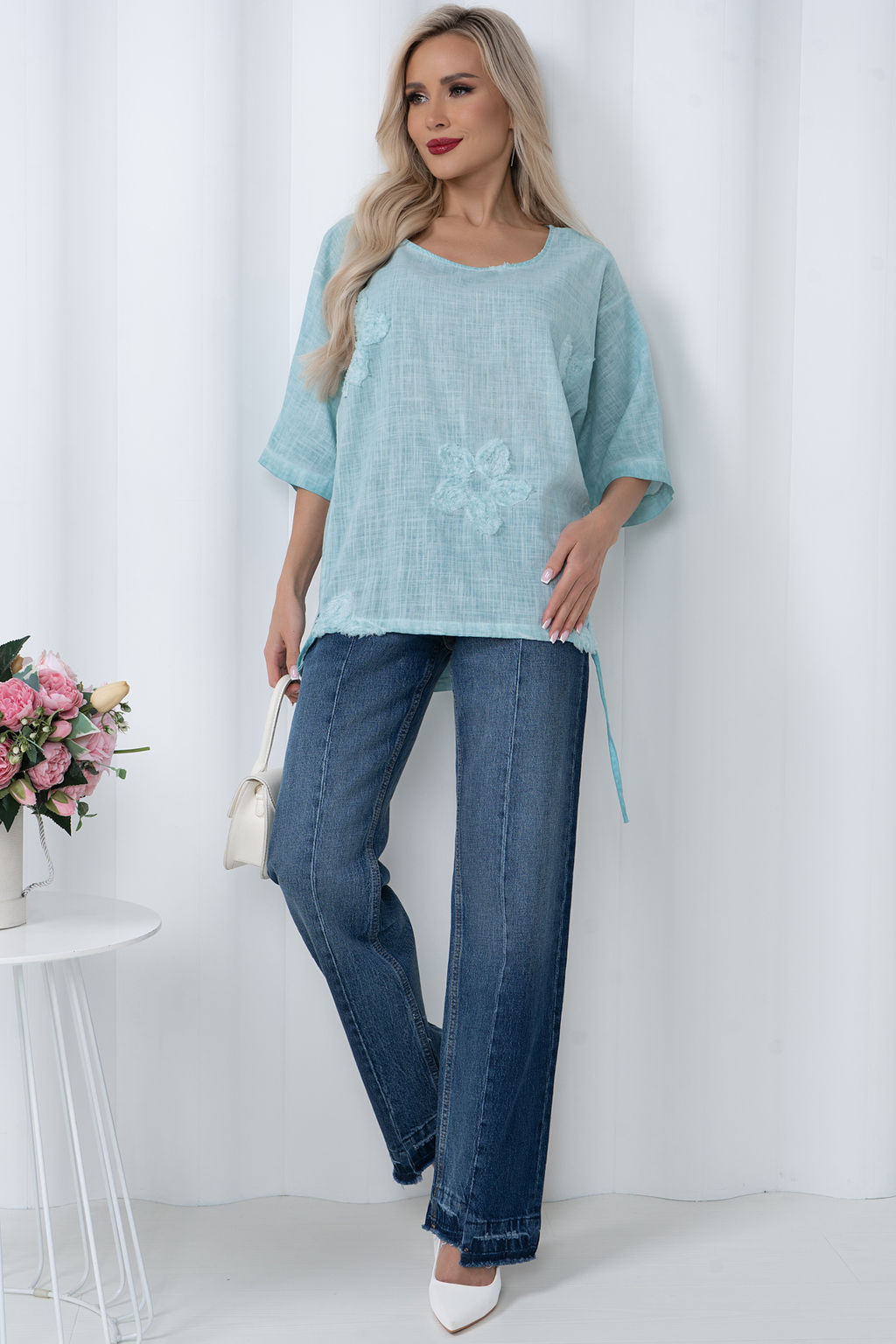 Блузка Мила (мята) Б11-132 - Николь фото 2