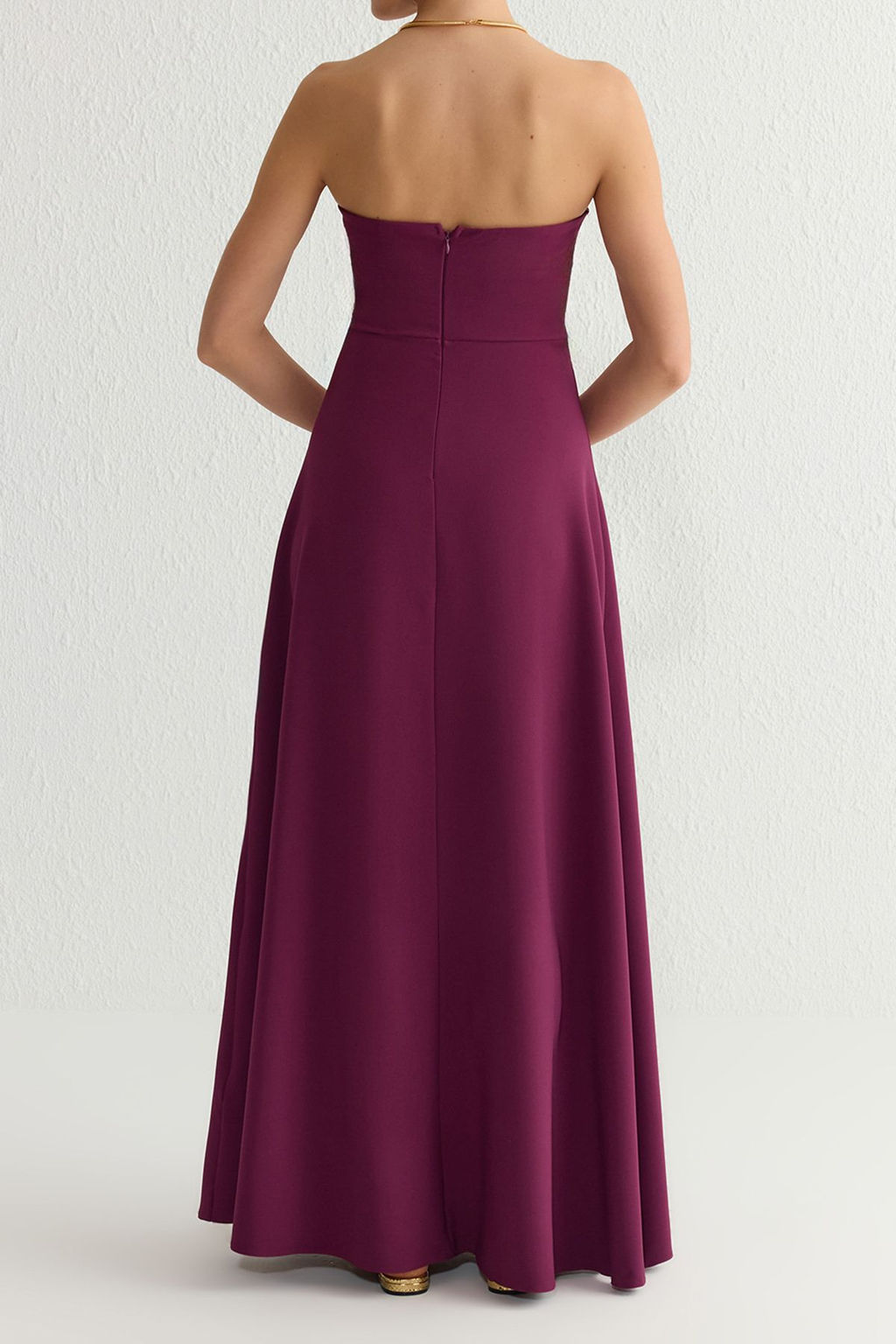 TRENDYOLMILLA Lacivert A-Kesim Straplez Dokuma Uzun S?k Abiye & Mezuniyet Elbise TPRSS25AE00021 фото 5