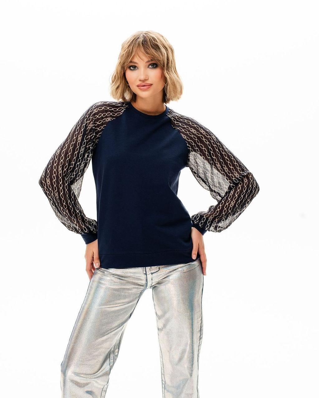 Свитшот с шифоновым рукавом реглан - Sahar art lab фото 8