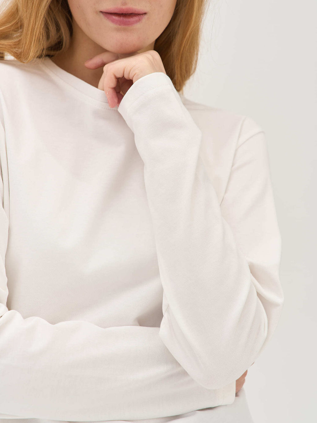 Лонгслив из 100% хлопка "Молоко" женский