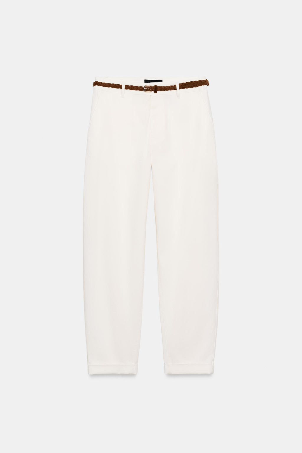 PANTAL?N CHINO CINTUR?N TRENZADO / Crudo - Zara фото 5