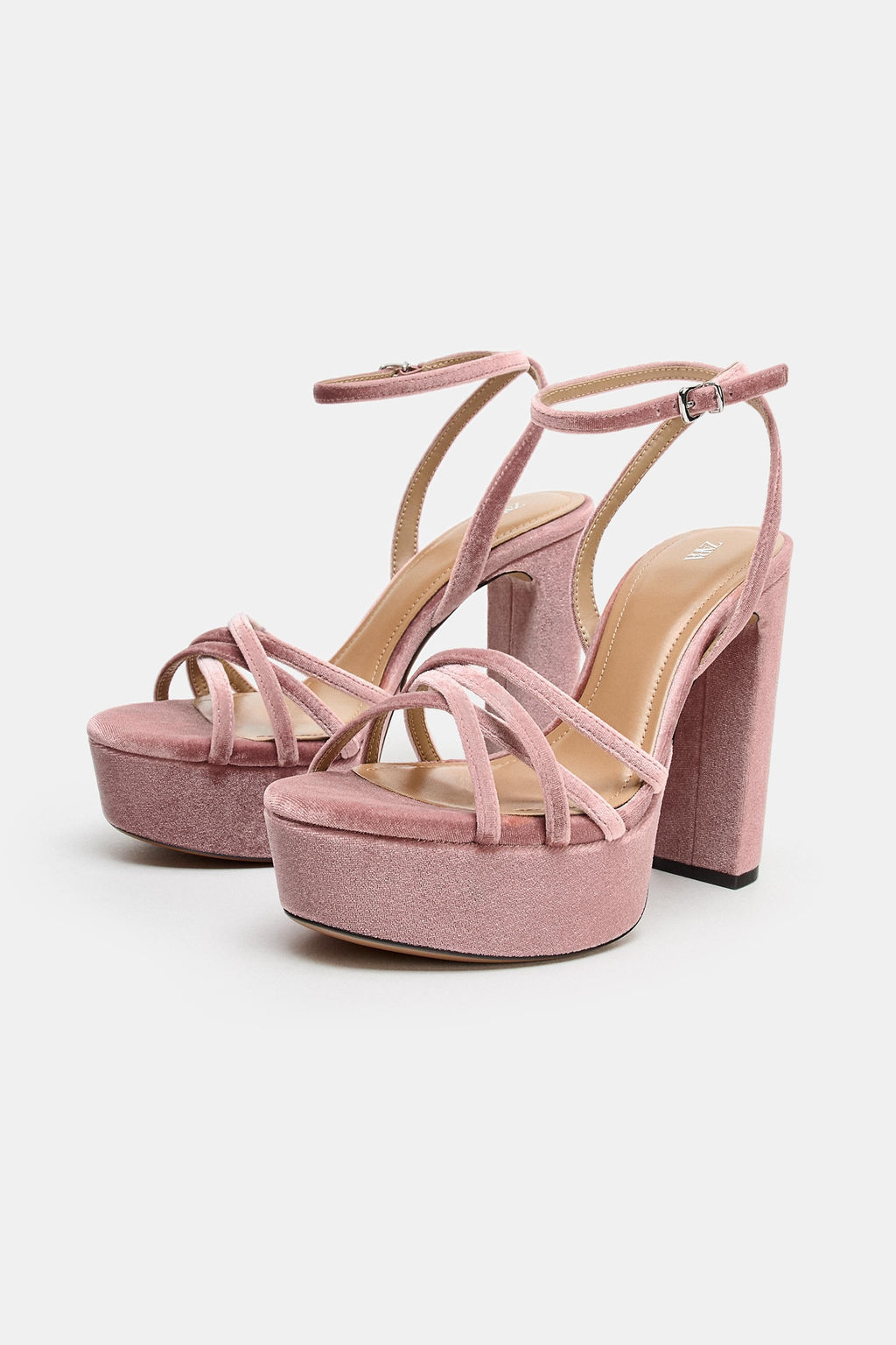 SANDALIA PLATAFORMA EFECTO TERCIOPELO / Rosa - Zara фото 2
