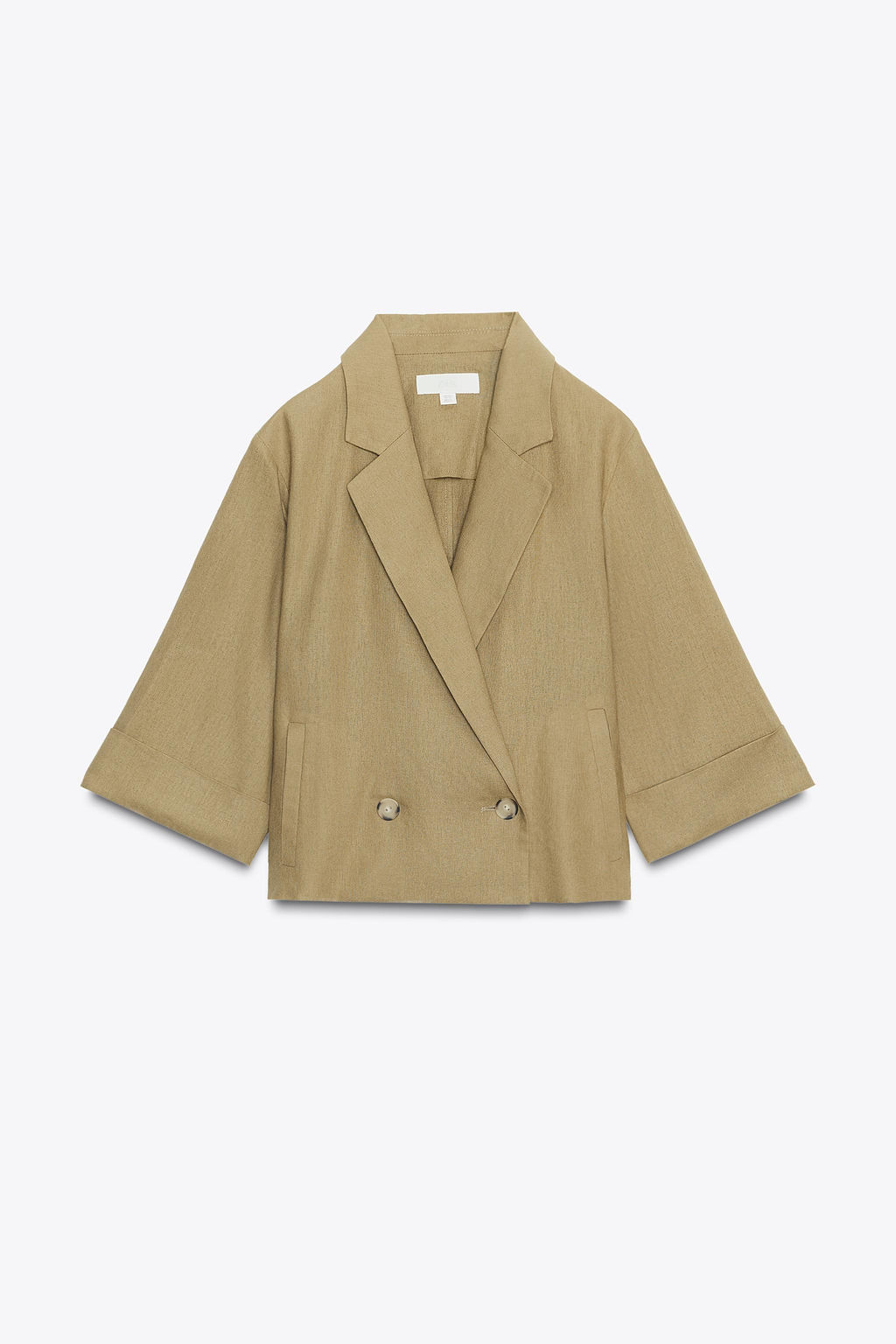 CROPPED DOUBLE-BREASTED LINEN BLEND BLAZER - Zara фото 6