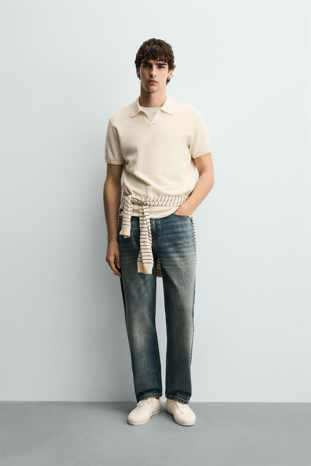 TEXTURED KNIT POLO SHIRT - Zara фото 9