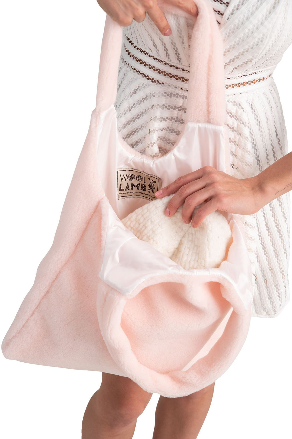 Шопер меховой Тедди пудра