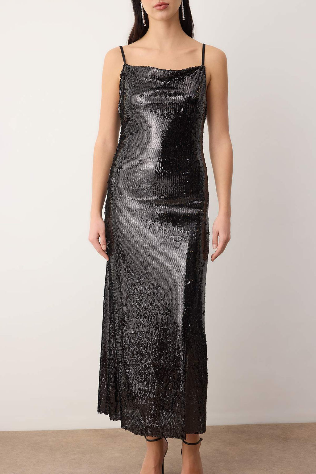 Siyah Orme Payet Maxi Astarl? S?k/Gece Elbise TPRAW26EL00159 - Trendyolmilla фото 3